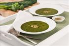 Deep winter green soup with seasonal healthy greens